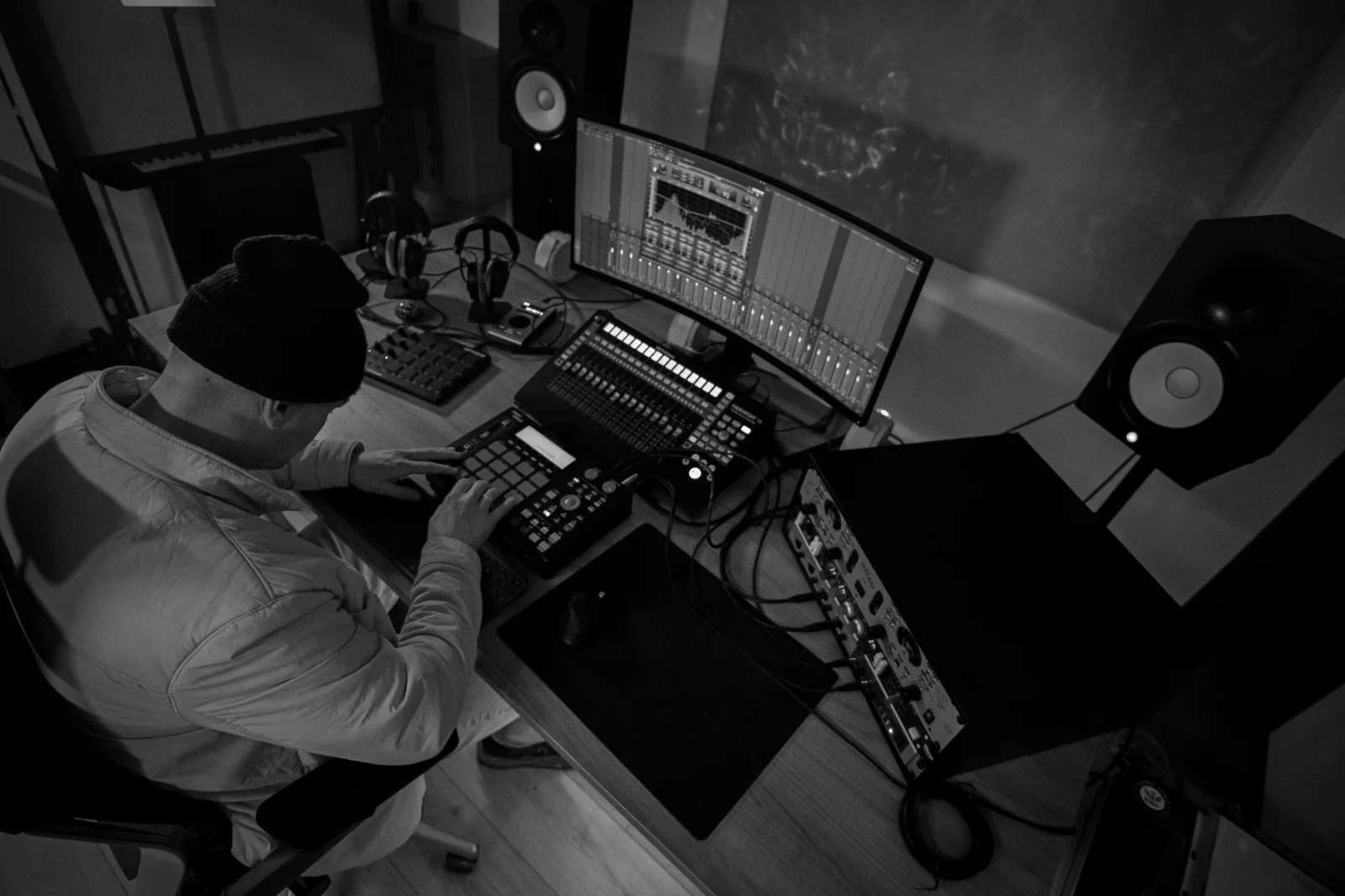 Blick auf das Studio-Setup von oben